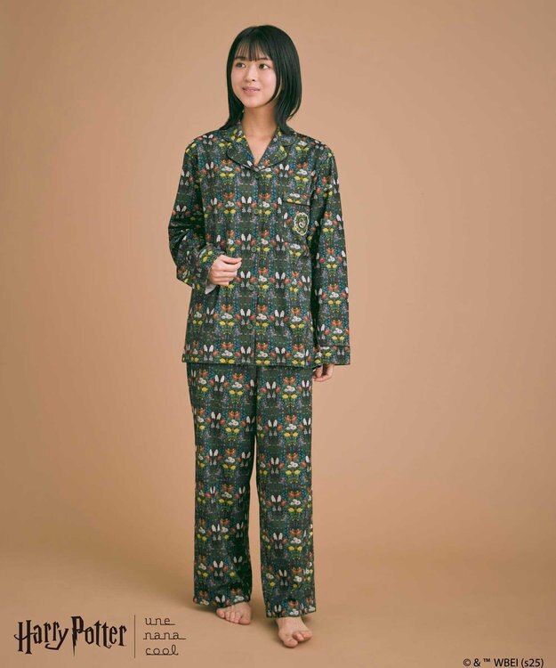 une nana cool 【ハリー・ポッターコラボ】【綿100%】開襟パジャマ グリーン
