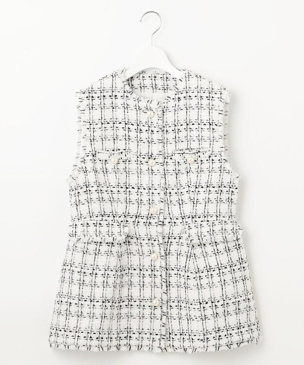 Feroux 【洗える】ラメツイード ジレ ホワイト系1