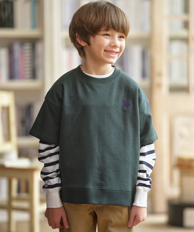 J.PRESS KIDS 【140-170cm】バックブル ミニ裏毛 半袖トレーナー グリーン系