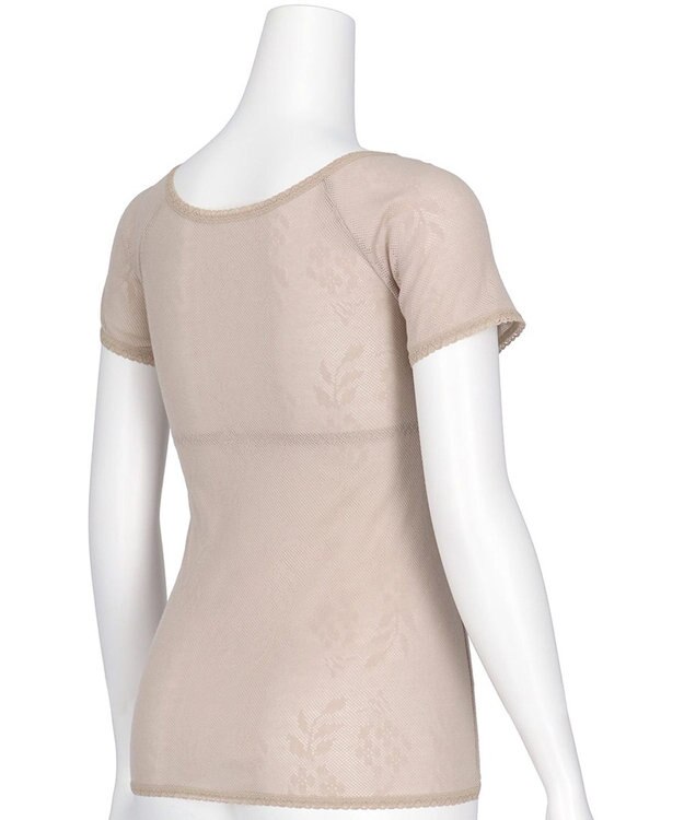 Wing カップ付きインナー 綿100％(身生地) さらっと快適 【綿100％ メッシュタイプ】 ブラトップ 3分袖 半袖 春 夏 EL6386 ウイング／ワコール ブラウン