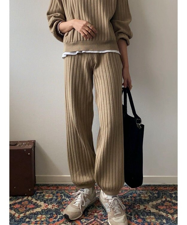Green Parks リブニットパンツ Beige