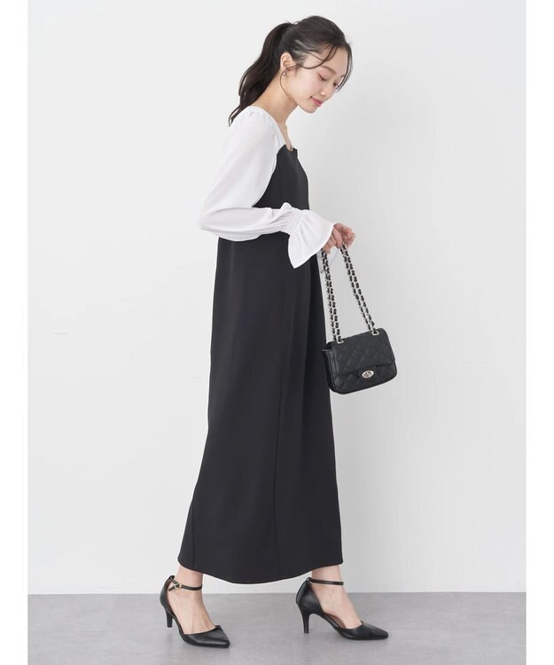 earth music&ecology ショルダードッキングワンピース Black