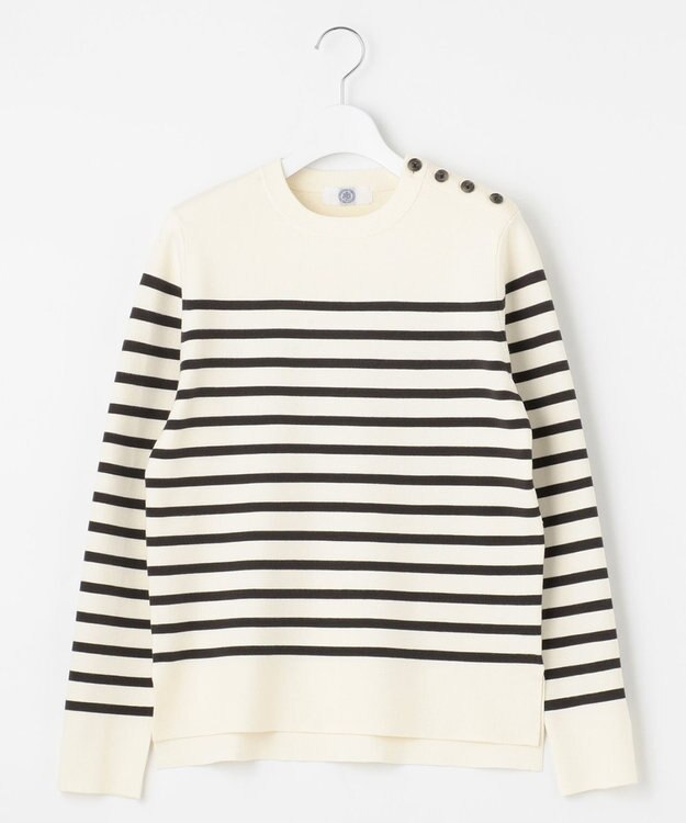 J.PRESS LADIES 【洗える】ミラノリブバスクボーダー ニット アイボリー系1