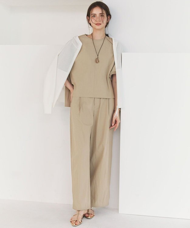 23区 【先行予約/SLOW/一部店舗限定】コットンナイロンタイプライター T ブラウス モカ