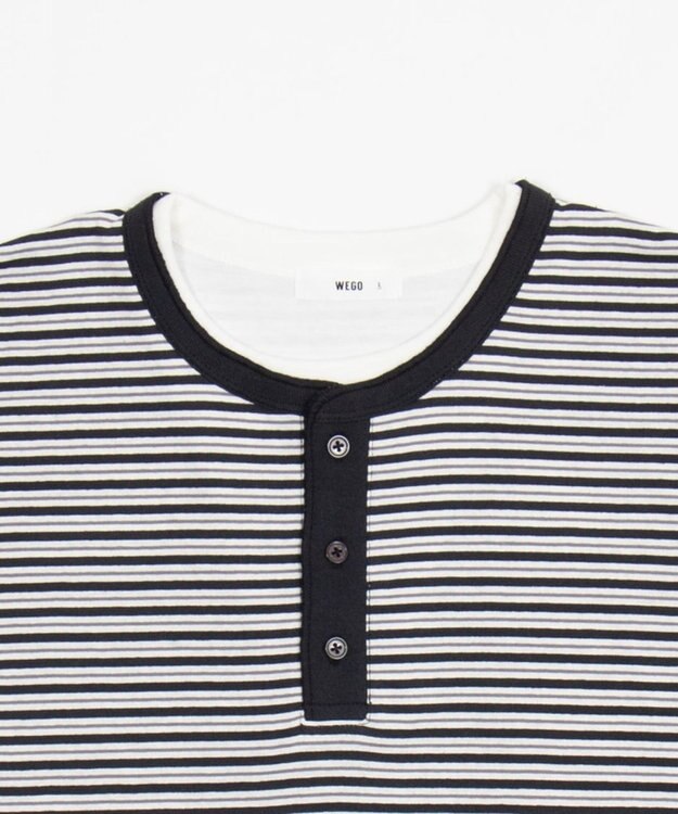 WEGO 【ユニセックス着用ITEM】ボーダーヘンリーネックT（SS） ブラックボーダー