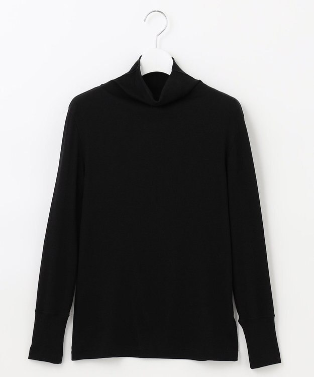 自由区 【XSサイズ～/洗える】ベアテレコ ボトルネック カットソー ブラック系