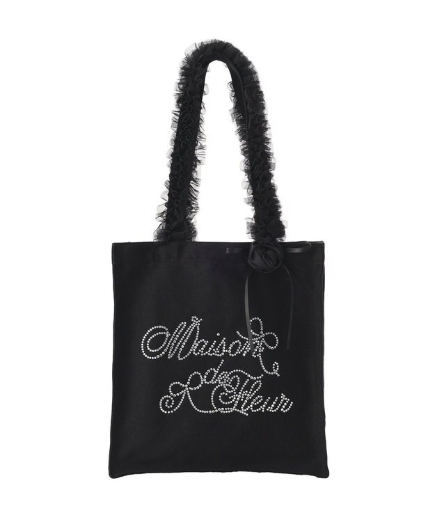Maison de FLEUR チュールハンドルローズスクエアトートバッグ Black