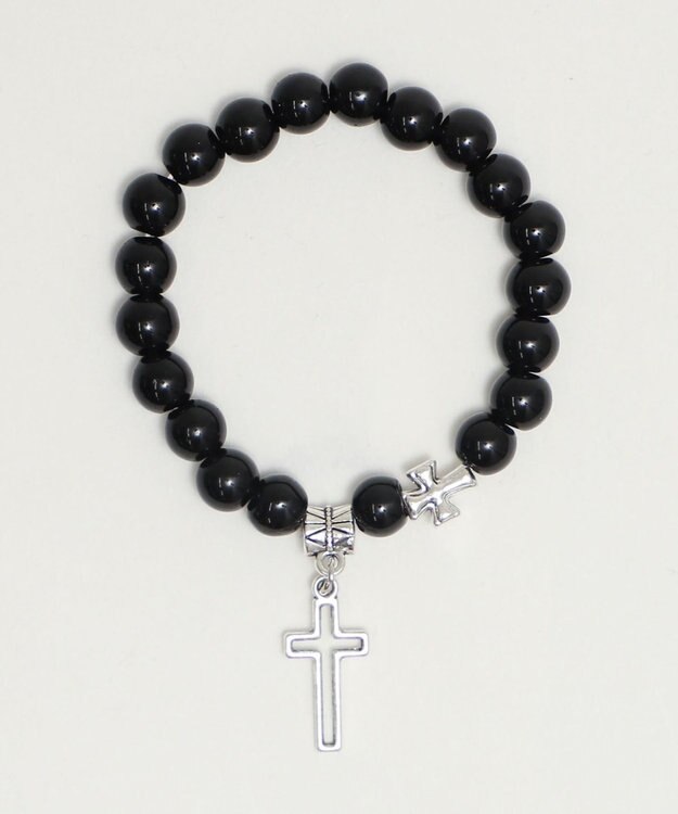 WEGO Lクロスモチーフビーズブレス ブラック