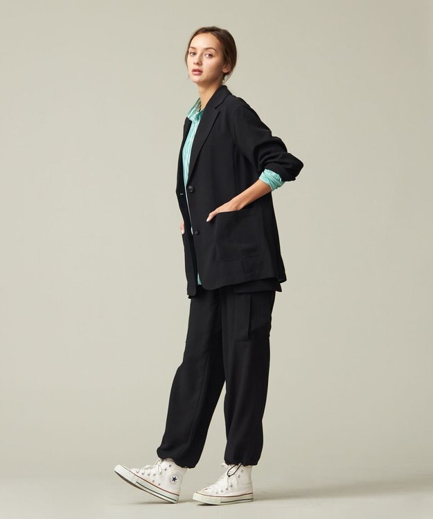 J.PRESS YORK STREET 【WOMEN】ジャージライクツイル シングルジャケット ブラック系