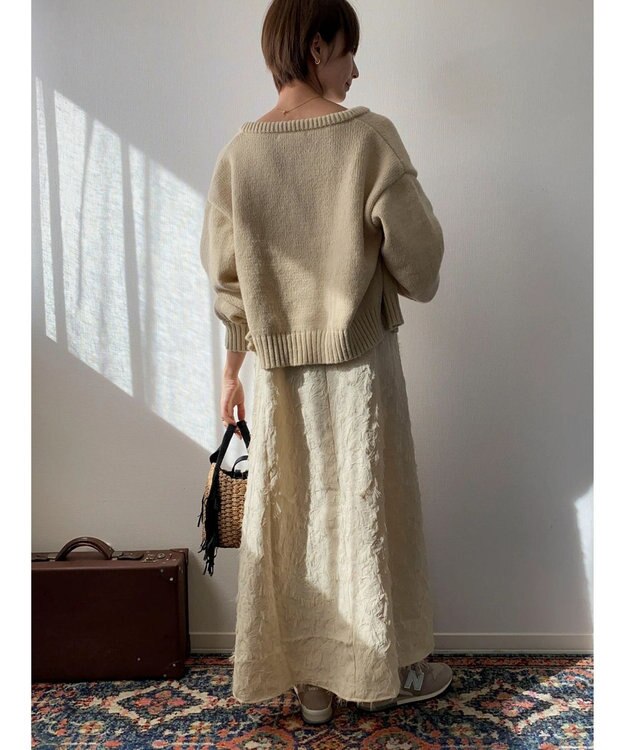 Green Parks クルーネックカーディガン Beige