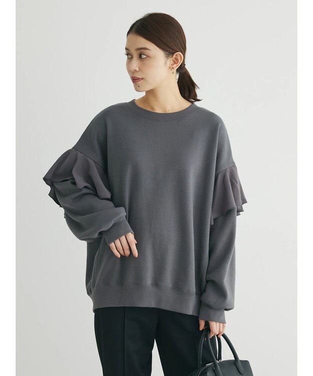 Green Parks ・ＳＵＧＡＲ　ＳＰＯＯＮ　ラッフルショルダースウェット Charcoal Gray