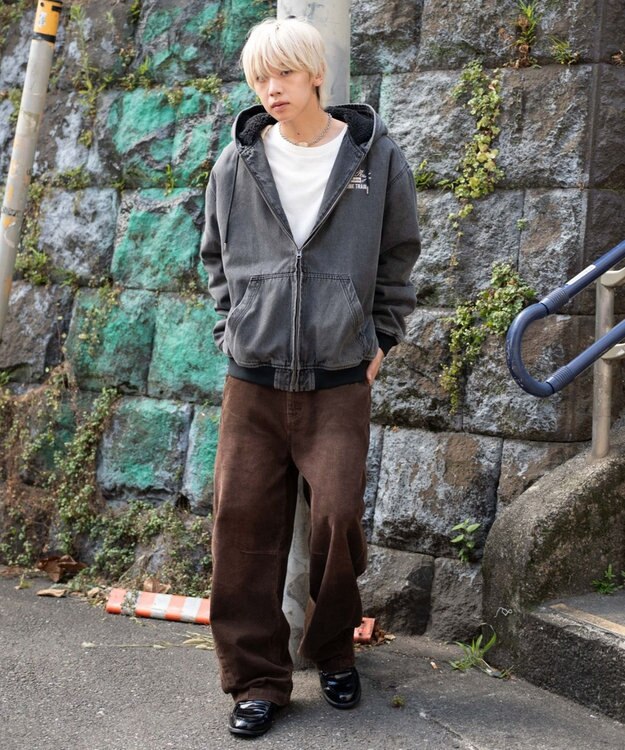 WEGO 【ユニセックス着用ITEM/MLサイズ展開】ワーカーズボアフードブルゾン デニムブラックソノタ