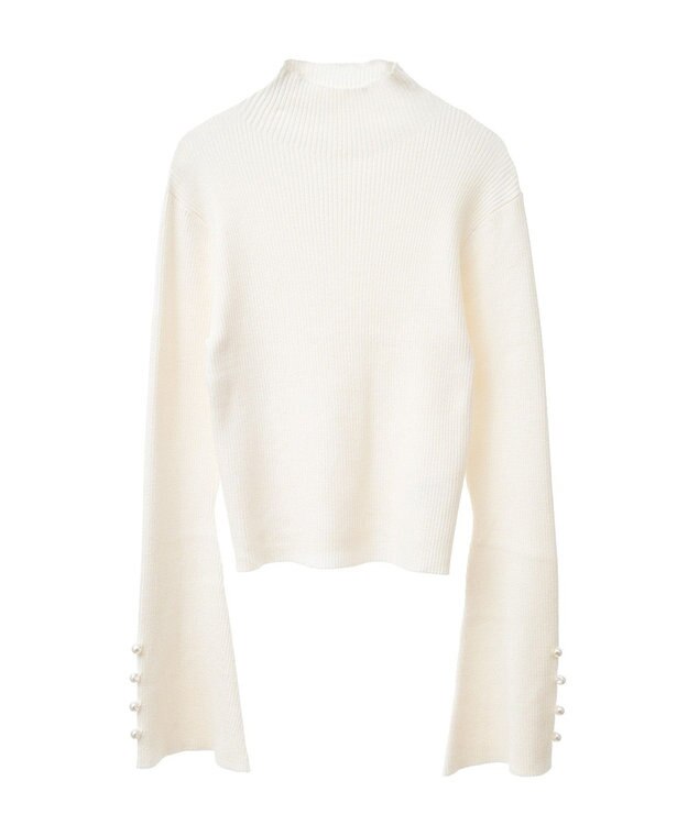 Green Parks ・ｓｗｉｎｇ　ｂｙ　袖パールボタンハイネックニット Gray Mixture