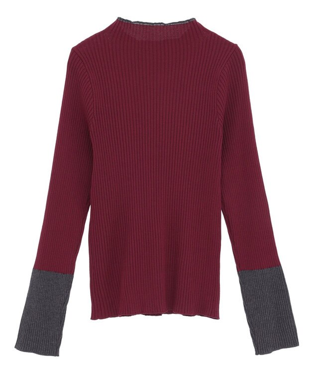 earth music&ecology ハイネックリブニットプルオーバー Bordeaux