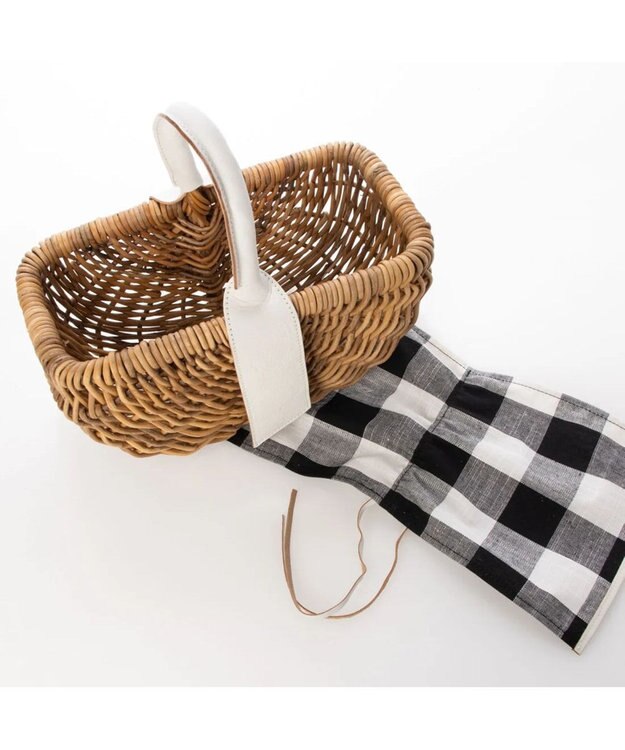 UNBILLION perche アラログ×姫路レザーフラップ付きカゴバッグ アイボリーチェック