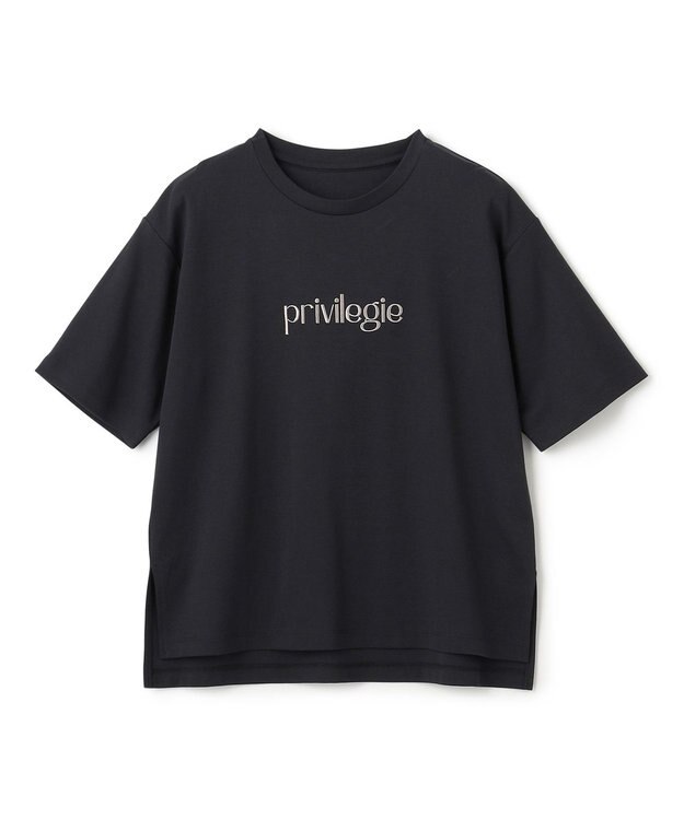 UNFILO BEAUTY FORM ロゴ刺繍 半袖Tシャツ [NEW]ブラック