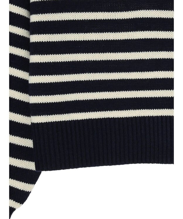 Green Parks キーネックボーダープルオーバー Navy