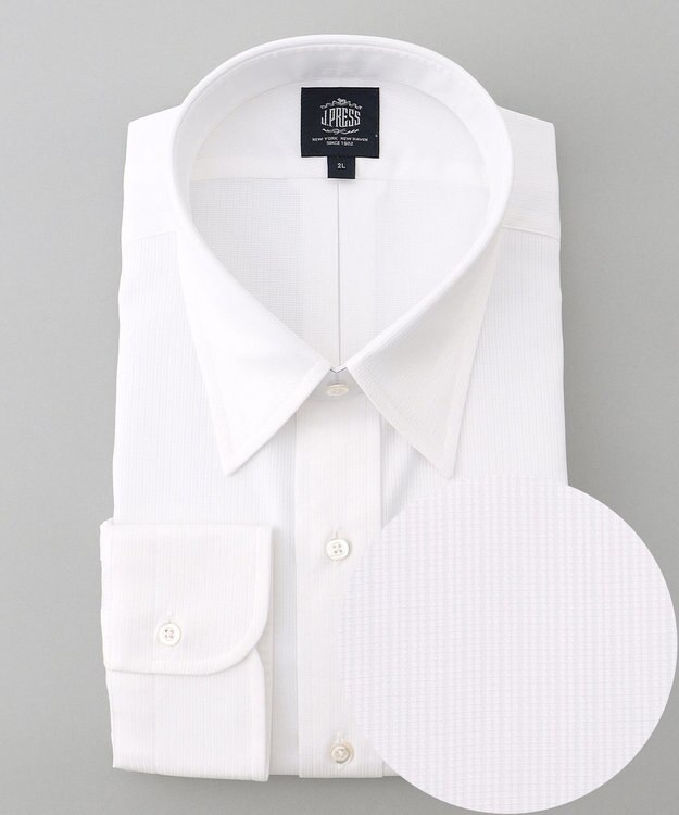 J.PRESS MEN 【KING SIZE】【PREMIUM PLEATS / 形態安定】スーピマコットンドビーストライプ シャツ/レギュラーカラー ホワイト系1