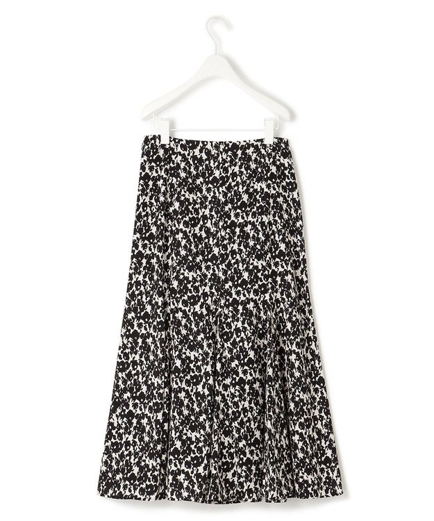 ICB 【洗える】シルエットフラワープリント マーメイドスカート ブラックベース柄