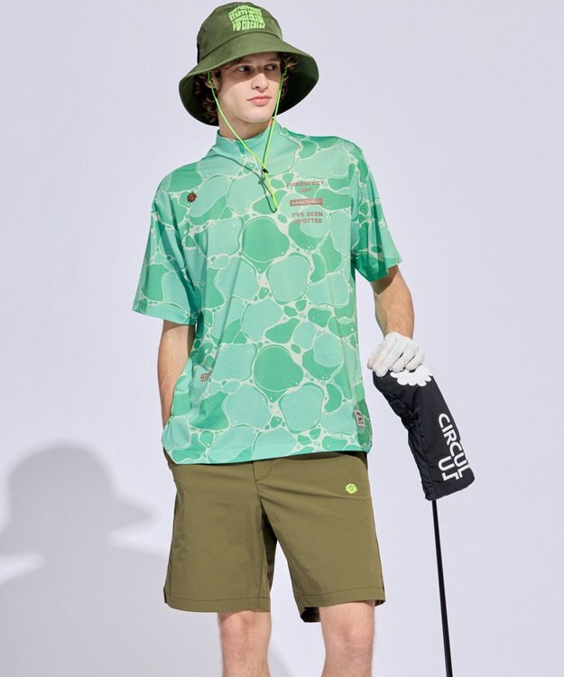 PW CIRCULUS 【MEN】WATER SURFACE プリントモックネックT ゴルフ ピーコックグリーン系5