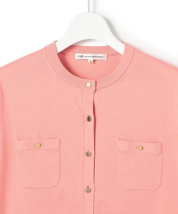 23区 L 【先行予約】プレミアムビオコットン ポケット カーディガン ピンク系