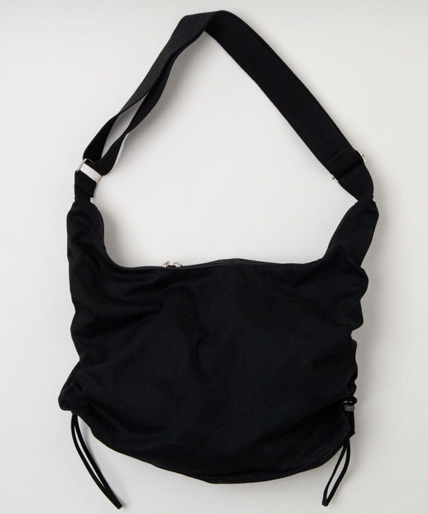 WEGO 【ユニセックスITEM/A4サイズ収納可能】サイドドロストキャンバスショルダー ブラック