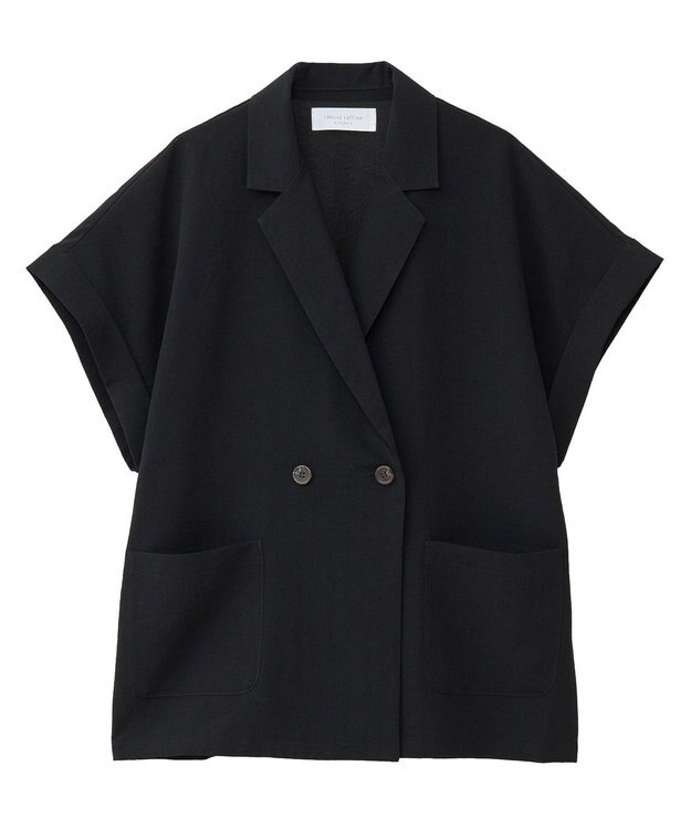 Green Parks 麻調合繊フレンチスリーブジャケット Black