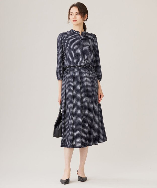 自由区 【セットアップ対応・洗える】サテンアムンゼン スカート ネイビー系