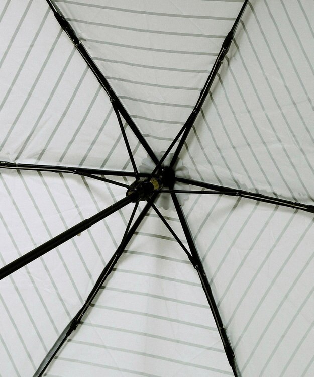 MOONBAT MACKINTOSH PHILOSOPHY(マッキントッシュ フィロソフィー) Cleric collar ボーダー 竹手元 雨傘 折りたたみ傘 ライトグレー