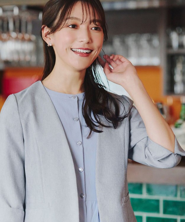 Tiaclasse 【吸水速乾・接触冷感・UVケア・防シワ・洗える】カチオンカラーレスジャケット チャコールグレー