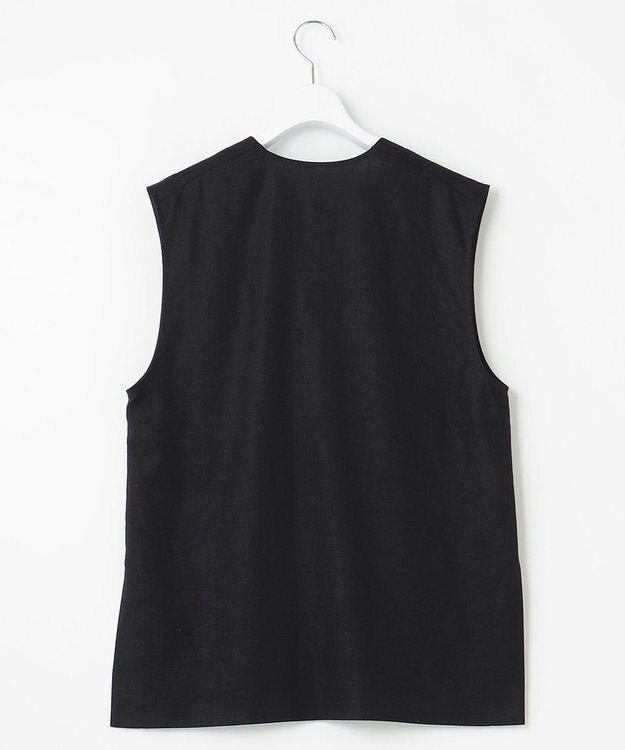 UNFILO 【洗える】リネンミックスツイル ベスト ブラック