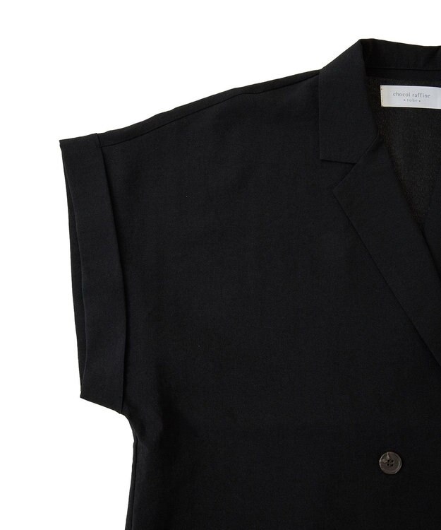 Green Parks 麻調合繊フレンチスリーブジャケット Black