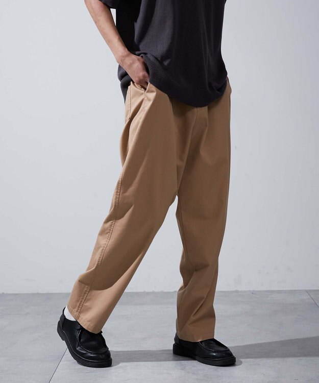 WEGO 【ユニセックス着用ITEM/ウエストゴム/手洗い可】チノイージーワイドパンツ ベージュ