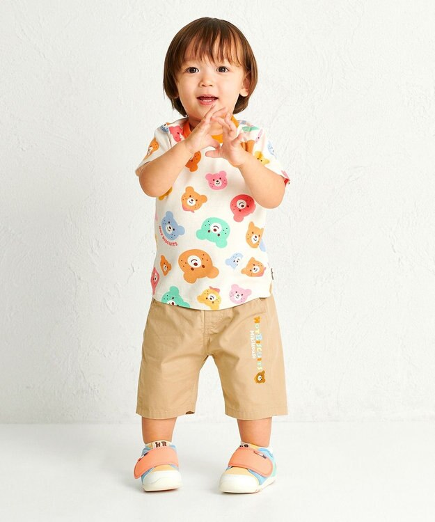 MIKI HOUSE HOT BISCUITS 【80-120cm】 パステルロゴ 6分丈パンツ ベージュ