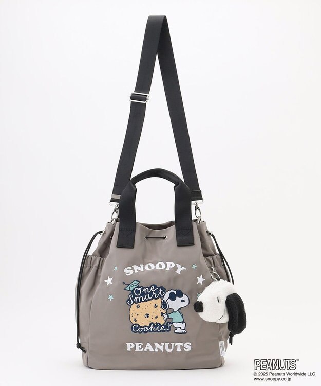 Y'SACCS SNOOPYデザイン 2way巾着トート(クッキー） グレー