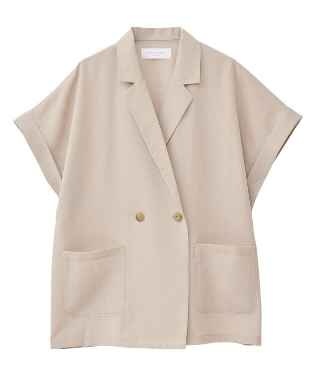 Green Parks 麻調合繊フレンチスリーブジャケット Light Beige