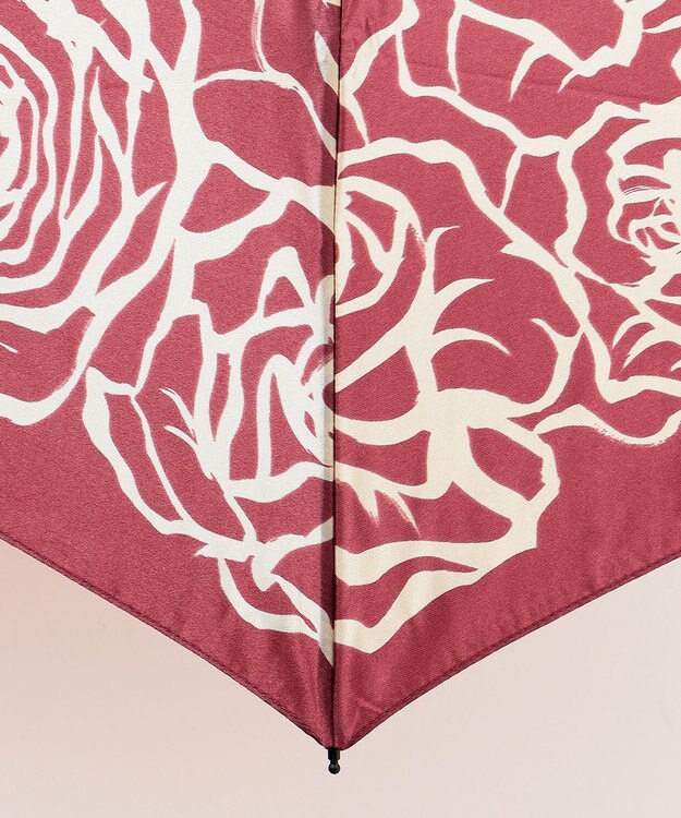 MOONBAT 【雨傘】ミラ・ショーン (mila schon) 薔薇 ナイロンサテン 折りたたみ傘 ワイン