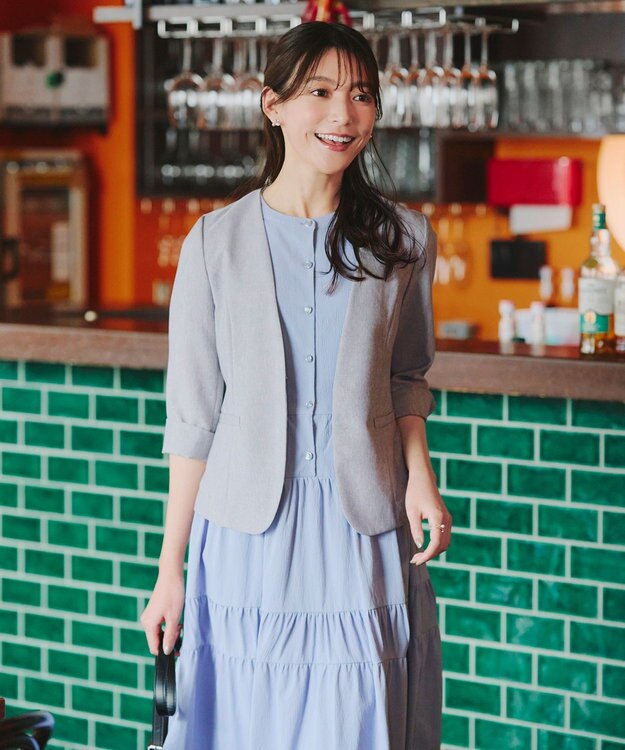 Tiaclasse 【吸水速乾・接触冷感・UVケア・防シワ・洗える】カチオンカラーレスジャケット チャコールグレー