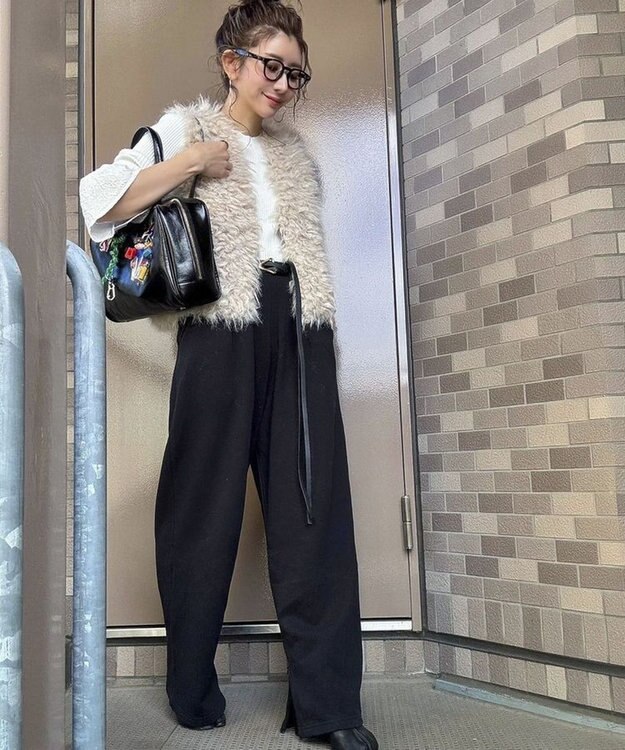 Green Parks タック入り裏起毛スウェットパンツ Black