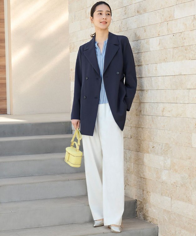 自由区 【洗える】エアフロートレンチ コート ネイビー