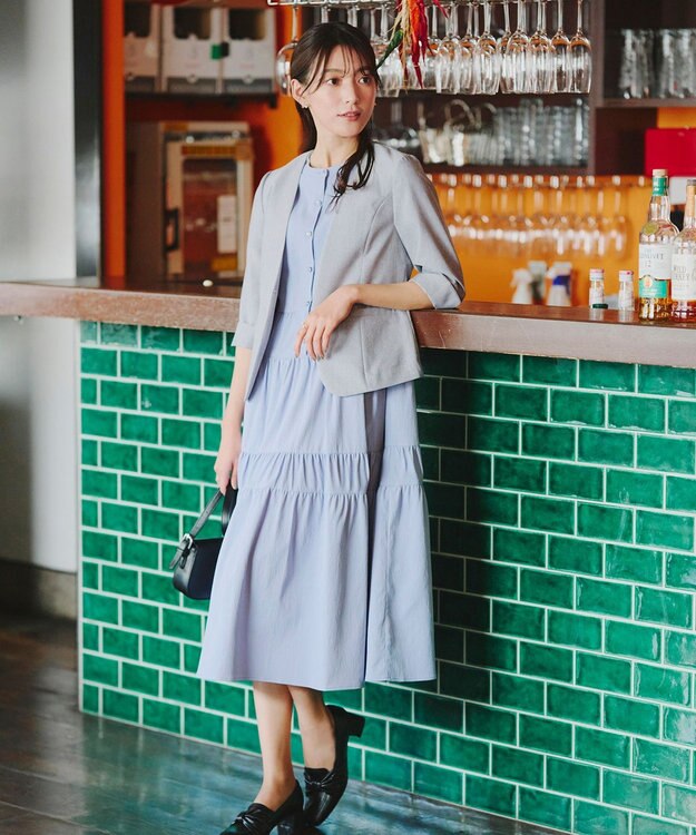 Tiaclasse 【吸水速乾・接触冷感・UVケア・防シワ・洗える】カチオンカラーレスジャケット チャコールグレー