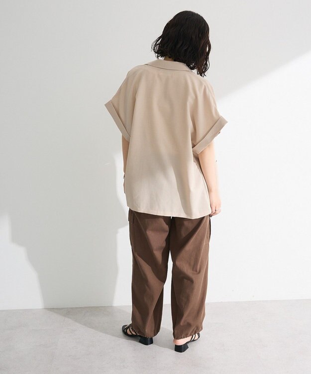 Green Parks 麻調合繊フレンチスリーブジャケット Light Beige