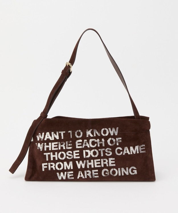 russet ステンシルデザインスエード横長ショルダーバッグ(CE-1640) D.Brown