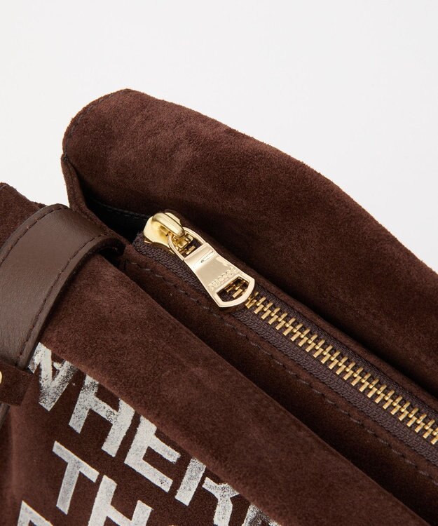 russet ステンシルデザインスエード横長ショルダーバッグ(CE-1640) D.Brown