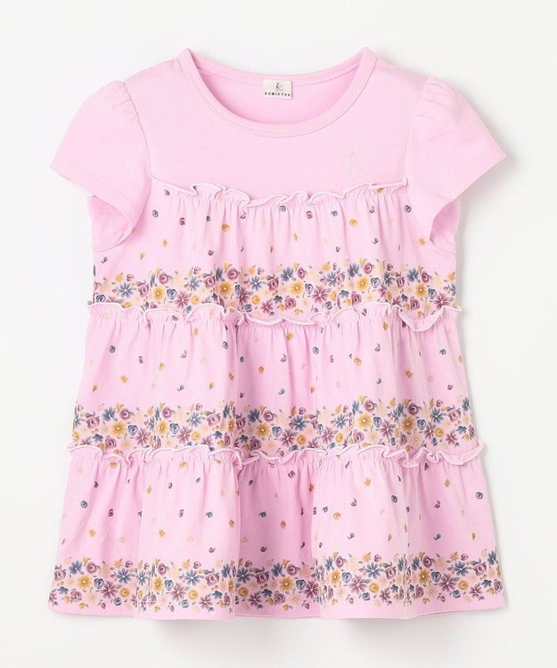 組曲 KIDS 【110-140㎝】ティアードフラワー チュニック ピンク