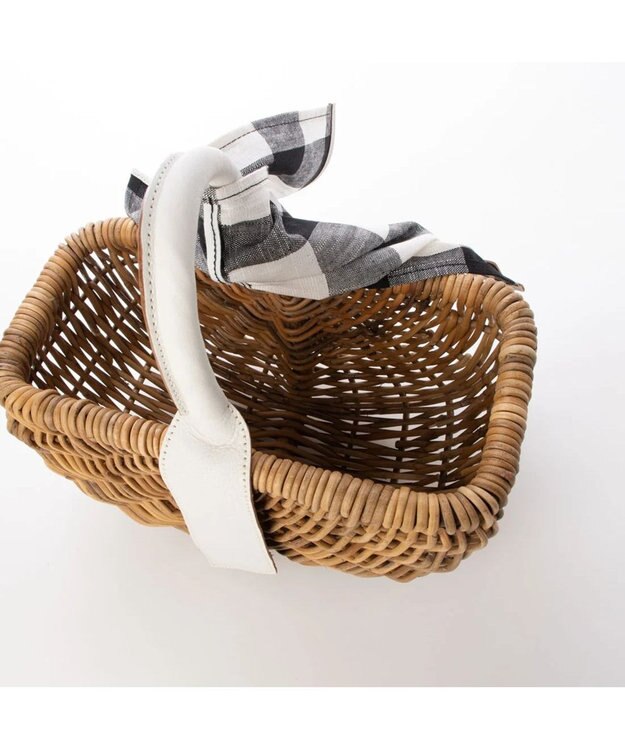 UNBILLION perche アラログ×姫路レザーフラップ付きカゴバッグ アイボリーチェック