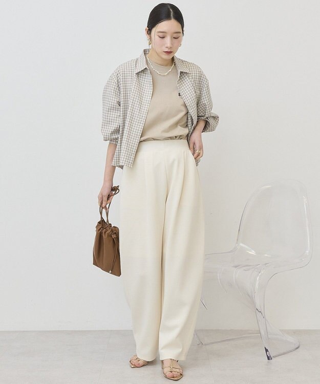 AMERICAN HOLIC ミニチェックショート丈シャツ Ivory