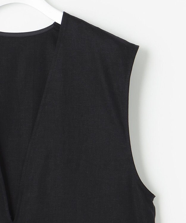 UNFILO 【洗える】リネンミックスツイル ベスト ブラック