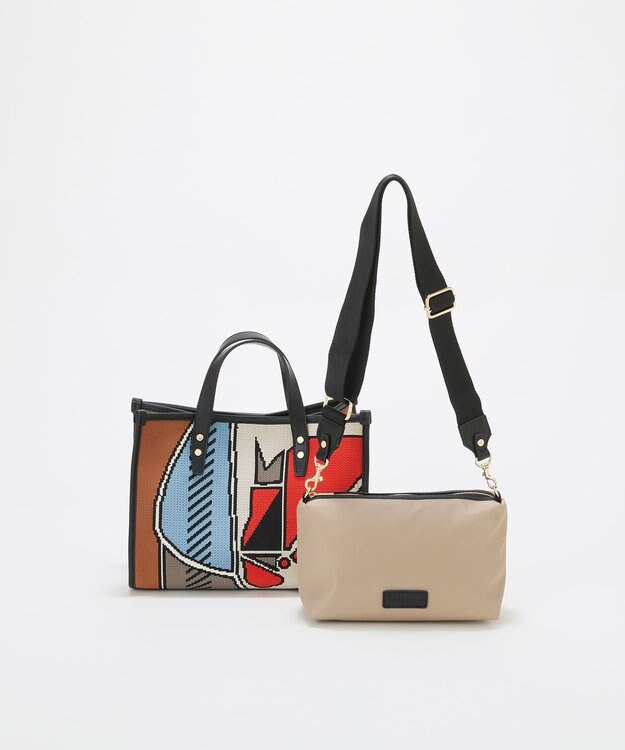 TOPKAPI 【TREASURE TOPKAPI】ニットジャガード  2way ミニ トートバッグ オレンジ