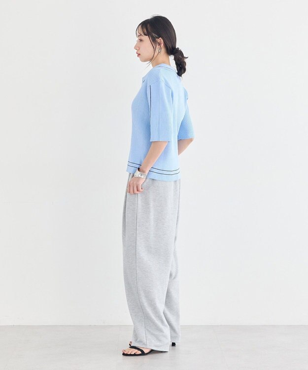 earth music&ecology レースレイヤード風スウェットパンツ Gray Mixture